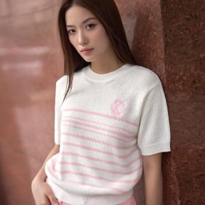 ÁO LEN SỌC NGANG THÊU LOGO KC