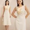 Váy Lụa Cổ Đổ Silk Satin Ivory